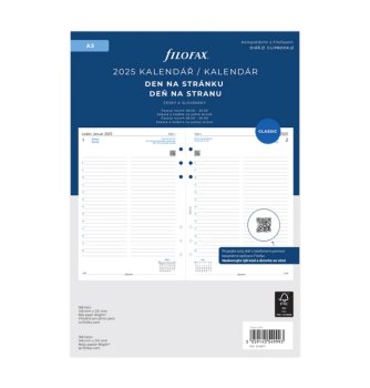 Filofax A5 kalendář 2025 ČJ+SJ den/1 stránka